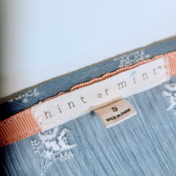 Sheer Blue Boho Blouse Flared Sleeves Hint of Mint Small - Picture 6 of 8